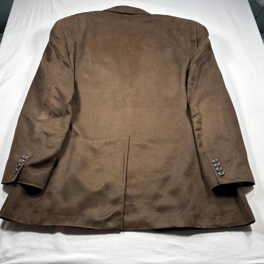 Lauren Ralph Lauren Mens 44L Brown Suede Feel Blazer Paisley Lining Sport Coat